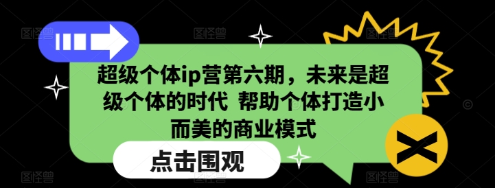 超级个体ip营第六期,未来是超级个体的时代 帮助个体打造小而美的商业模式-最全资源库