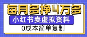 小红书虚拟资料项目，0成本简单复制，每个月多挣1W【揭秘】-最全资源库
