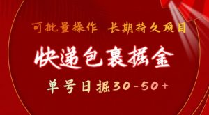快递包裹撸金 单号日撸30-50+ 可批量 长久稳定收益【揭秘】-最全资源库