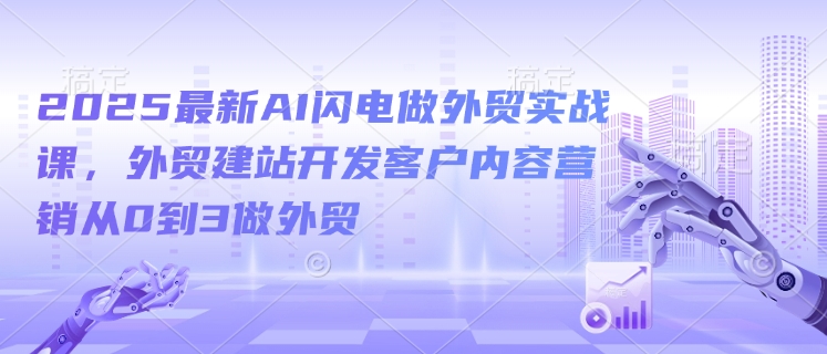 2025最新AI闪电做外贸实战课，外贸建站开发客户内容营销从0到3做外贸-最全资源库
