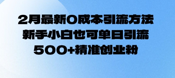 2月最新0成本引流方法,新手小白也可单日引流500+精准创业粉-最全资源库