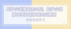 知乎小说推文怎么玩，知乎小说推文项目保姆级实战教程-最全资源库