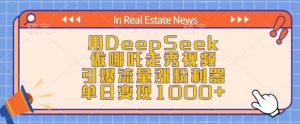 用DeepSeek做哪吒走秀视频,引爆流量涨粉利器,单日变现1k-最全资源库