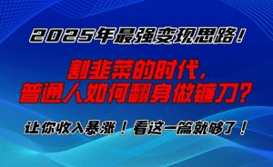 2025年最强变现思路，割韭菜的时代， 普通人如何翻身做镰刀？【揭秘】-最全资源库