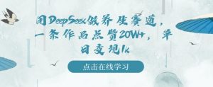 用DeepSeek做养生赛道，一条作品点赞20W+，单日变现1k-最全资源库