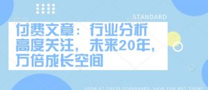 付费文章:行业分析 高度关注,未来20年,万倍成长空间-最全资源库