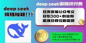 Deepseek做知识付费日洗百篇公众号文日引300+创业粉,卖课日四位数变现保姆级教程!-最全资源库