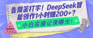 告别苦打字！DeepSeek智能创作1小时入2张？小白实操记录曝光-最全资源库