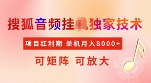 首发搜狐音频挂JI,项目红利期,可矩阵可放大,稳定月入5k【揭秘】-最全资源库