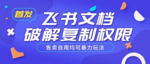 首发飞书文档破解复制权限，售卖自用均可暴力玩法-最全资源库