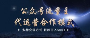 公众号流量主代运营  多种变现方式 轻松日入5张【揭秘】-最全资源库