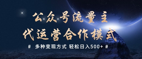 公众号流量主代运营  多种变现方式 轻松日入5张【揭秘】-最全资源库