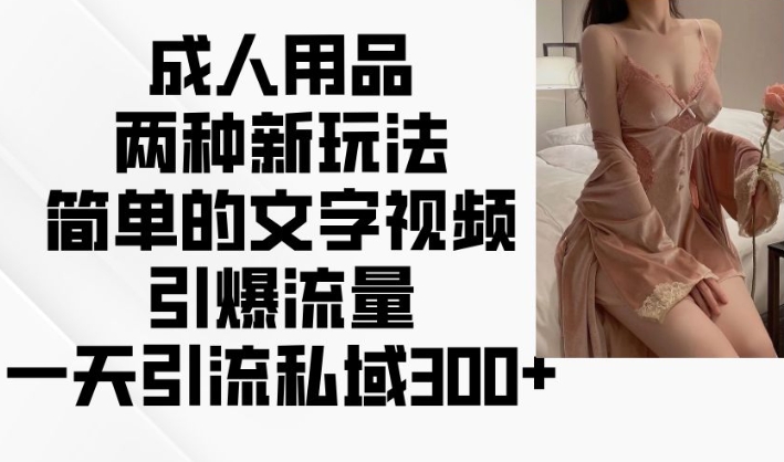 成人用品两种新玩法,简单的文字视频引爆流量,一天引流私域300+-最全资源库