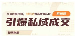 引爆私域成交力系统课,打通底层逻辑,5步3力做高质量私域-最全资源库