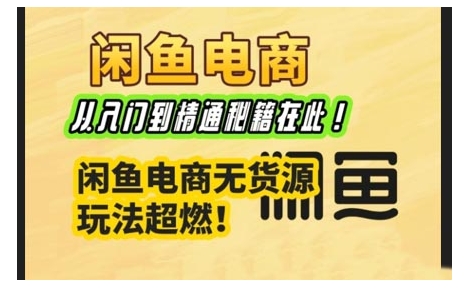 闲鱼电商实战课，从入门到精通秘籍在此，闲鱼电商无货源玩法超燃!-最全资源库