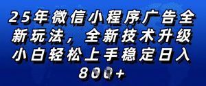 2025年微信小程序全新玩法纯小白易上手,稳定日入多张,技术全新升级,全网首发【揭秘】-最全资源库