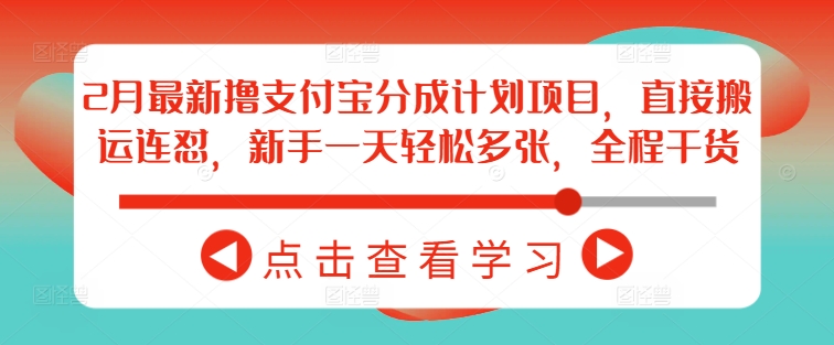 2月最新撸支付宝分成计划项目，直接搬运连怼，新手一天轻松多张，全程干货-最全资源库