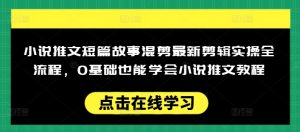 小说推文短篇故事混剪最新剪辑实操全流程,0基础也能学会小说推文教程,肯干多发日入多张-最全资源库