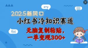 2025新风口，小红书冷知识赛道，无脑复制粘贴，一单变现300+-最全资源库