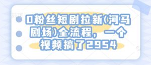 0粉丝短剧拉新(河马剧场)全流程，一个视频搞了2954-最全资源库