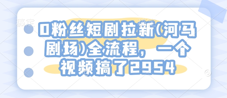 0粉丝短剧拉新(河马剧场)全流程,一个视频搞了2954-最全资源库