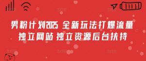 男粉计划2025  全新玩法打爆流量 独立网站 独立资源后台扶持【揭秘】-最全资源库