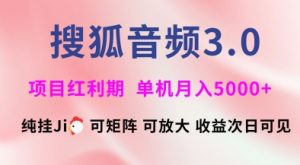 搜狐音频挂ji3.0.可矩阵可放大，独家技术，稳定月入5000+【揭秘】-最全资源库