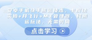 安卓手机快手搬运技术，卡魔法实拍+开飞行+MT管理器，纯搬运玩法，无需剪辑-最全资源库