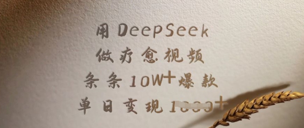 用DeepSeek做疗愈视频,条条10W+爆款,单日变现多张-最全资源库