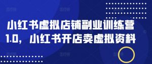 小红书虚拟店铺副业训练营1.0,小红书开店卖虚拟资料-最全资源库