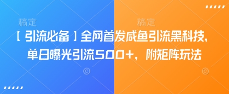 【引流必备】全网首发咸鱼引流黑科技，单日曝光引流500+，附矩阵玩法【揭秘】-最全资源库