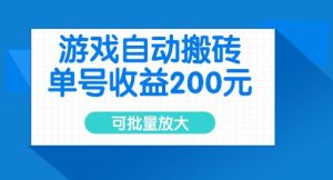 游戏自动搬砖，单号收益2张，可批量放大【揭秘】-最全资源库