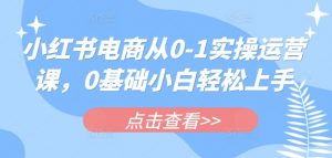 小红书电商从0-1实操运营课，0基础小白轻松上手-最全资源库