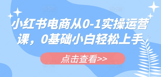 小红书电商从0-1实操运营课，0基础小白轻松上手-最全资源库
