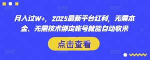 月入过W+,2025最新平台红利,无需本金、无需技术绑定账号就能自动收米-最全资源库