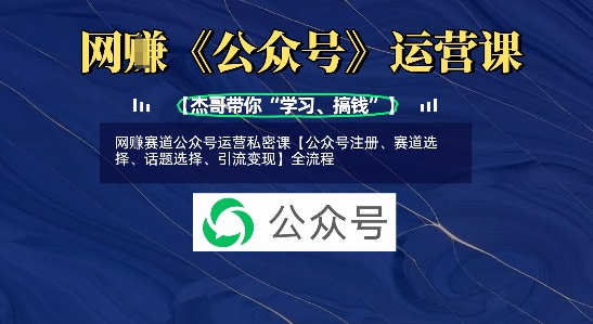 网创赛道公众号运营私密课【公众号注册、赛道选择、话题选择、引流变现】全流程-最全资源库