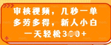 审核视频，几秒一单，多劳多得，新人小白一天轻松3张【揭秘】-最全资源库