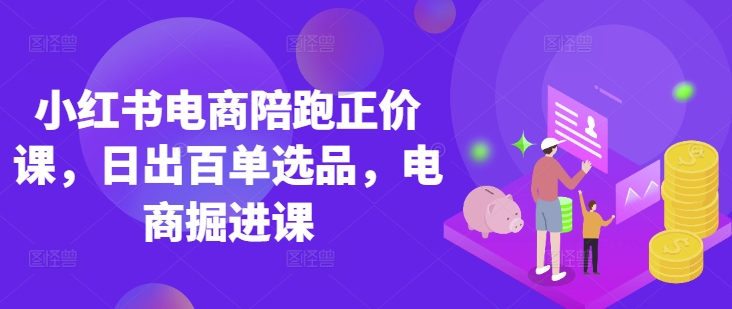 小红书电商陪跑正价课，小红书官方认证电商讲师教学，日出百单选品，电商掘进课-最全资源库