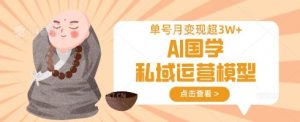 AI国学私域运营模型，单号月变现过W-最全资源库