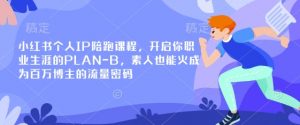 小红书个人IP陪跑课程，开启你职业生涯的PLAN-B，素人也能火成为百万博主的流量密码-最全资源库