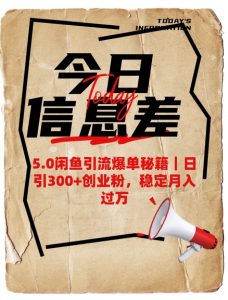 5.0闲鱼引流爆单秘籍,日引300+创业粉,稳定月入过W-最全资源库