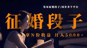发布征婚段子，同步多个平台，拿N份收益，月入5k-最全资源库