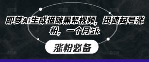 即梦AI生成猫咪黑帮视频，迅速起号涨粉，一个月5k-最全资源库