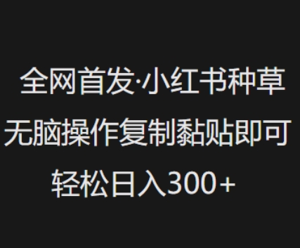 全网首发,小红书种草无脑操作,复制黏贴即可,轻松日入3张-最全资源库