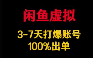 闲鱼虚拟详解，3-7天打爆账号，100%出单-最全资源库