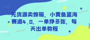 无货源卖蜂箱，小黄鱼蓝海赛道4.0，一单挣多张，每天出单教程-最全资源库
