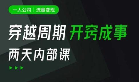 一人公司:流量变现课,一人公司的方法模型拆解, 拆解富人思维,流量思维,小老板思维等-最全资源库