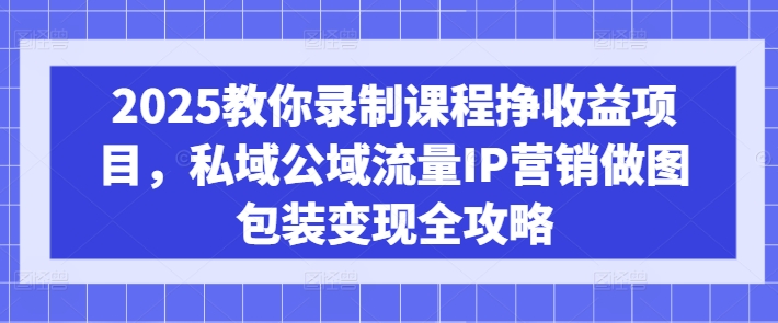 2025教你录制课程挣收益项目,私域公域流量IP营销做图包装变现全攻略-最全资源库