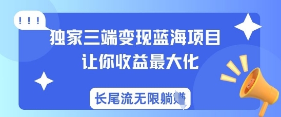 独家三端变现蓝海项目，让你收益最大化，长尾流无限躺挣-最全资源库