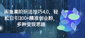 闲鱼高阶玩法技巧4.0，轻松日引300+精准创业粉，多种变现思路-最全资源库